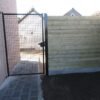 Enkele tuinpoort met ronde palen – gelast gaas 50×50