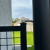 Enkele tuinpoort met ronde palen – gelast gaas 50×50